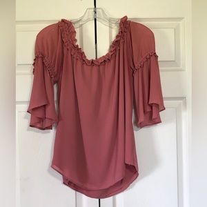 Mauve Naked Zebra On or Off the Shoulder Blouse
